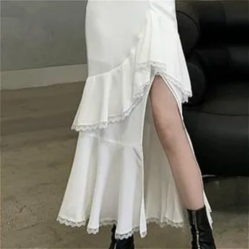 Faldas Mujer Blanca Asimétrica Volantes Puro Adolescentes Femeninas Parte Inferior De La Moda Elegante Estética De Diseño De Diario De Estilo Coreano De Verano