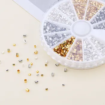 1.5 2.0 mm de Plata de Oro de Color de Cobre Tubo de contracción Final de Cuentas Kit Espaciador Perlas Para la Joyería Hallazgos Suministros Collar DIY