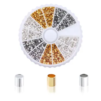 1.5 2.0 mm de Plata de Oro de Color de Cobre Tubo de contracción Final de Cuentas Kit Espaciador Perlas Para la Joyería Hallazgos Suministros Collar DIY