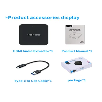Acasis de Audio Hdmi Separador de Hdmi A Hdmi+Convertidor de audio Salida de Audio A un Amplificador de Altavoz 4k de Vídeo de Audio Separador