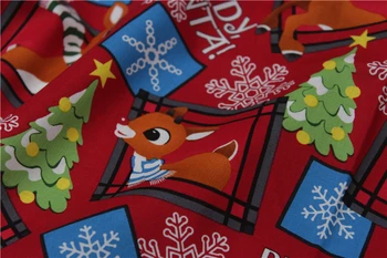El Diseño de la marca Roja del Árbol de Navidad de los Ciervos Copos de nieve Impreso Tela de Algodón para coser ropa de cama de tela de decoración