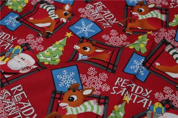 El Diseño de la marca Roja del Árbol de Navidad de los Ciervos Copos de nieve Impreso Tela de Algodón para coser ropa de cama de tela de decoración