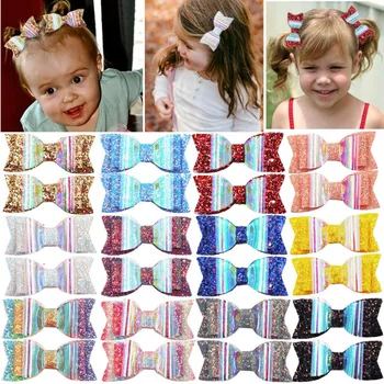 30PCS 3Inch de varias capas de Brillo Brillante de Lentejuelas de Pelo Arcos de Cocodrilo pinzas para el Cabello Coleta de Pelo Arcos para Bebé Niñas Niños Niños