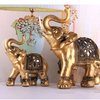 De Oro De La Resina De La Estatua Elefante De La Suerte Feng Shui Elegante De La Trompa De Elefante Estatua De La Suerte De La Riqueza De Una Estatuilla Manualidades De Adornos Para La Casa De Regalo