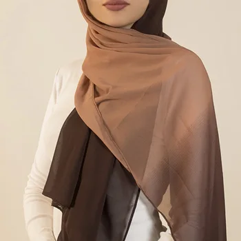 De alta Calidad Bufanda Suave, Ligero y Transpirable Georgette Chal 2 tono de color Ombre Gradiente de Gasa Bufandas Hijabs hiyab