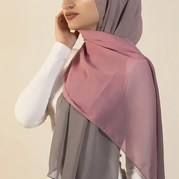 De alta Calidad Bufanda Suave, Ligero y Transpirable Georgette Chal 2 tono de color Ombre Gradiente de Gasa Bufandas Hijabs hiyab