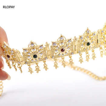 Borlas de Oro del Pelo de la Joyería para los Niños de Oro de la Reina de la Corona de Damas árabe de Novia Tocados de Novia Tiara