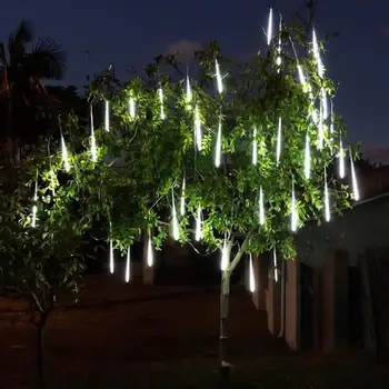 Solar Powered LED de lluvia de Meteoros de Hadas Cadena de Luces de Navidad de Parte del Jardín de la Lámpara Festivo al aire libre Colgante Árbol de la lluvia de Meteoros de la Decoración de la Lámpara