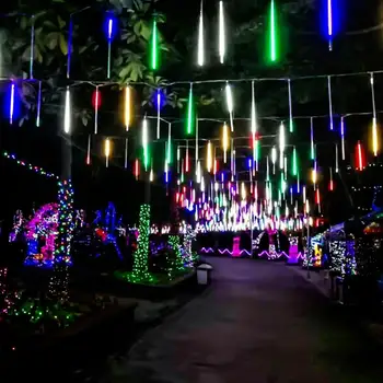 Solar Powered LED de lluvia de Meteoros de Hadas Cadena de Luces de Navidad de Parte del Jardín de la Lámpara Festivo al aire libre Colgante Árbol de la lluvia de Meteoros de la Decoración de la Lámpara