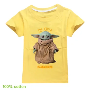 De los niños de Manga Corta de Algodón T-shirt Mandalorianas Bebé Yoda Toddler Boy Ropa de Moda de Verano de las Niñas Camiseta de la Adolescencia los Niños Tops