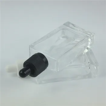 Rápido Envío 50pcs/lot 50ml Cuadrados de Cristal Transparente Botella de Aceite Esencial Con Gotero 1OZ de Aceite Esencial de Contenedor Botella de Perfume
