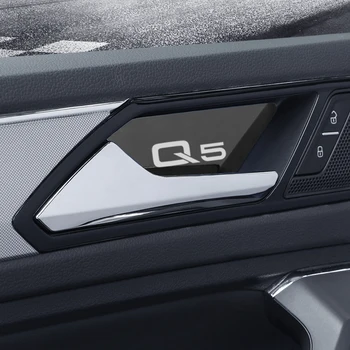 4PCS Car Interior de Acero Inoxidable Automático Interior de la Puerta Tazón de fuente de la etiqueta Engomada interior de la moldura que Cubre Para 2018-2020 AUDI Q5 Accesorios