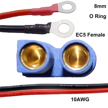 Fuente de Alimentación de CC EC5 Hembra de 8 mm O de Anillo Terminal de 8 mm 10 AWG Conector de Adaptador de Cable para RC ESC de Alimentación del Cargador de 40 cm