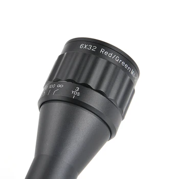 6X32 AOE Táctica Ámbito de Visores Óptica de la Caza Alcance de Red&Green Dot Retículo Iluminado de Fibra de Vista Riflescope