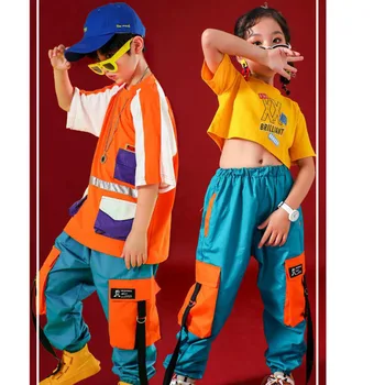 Los niños de Hip Hop Ropa para Niñas Niños Crop Tops Jogger Pantalones largos Danza Jazz desgaste de Vestuario de Baile de Salón de la Ropa