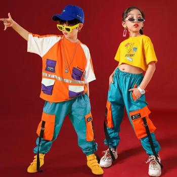 Los niños de Hip Hop Ropa para Niñas Niños Crop Tops Jogger Pantalones largos Danza Jazz desgaste de Vestuario de Baile de Salón de la Ropa