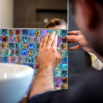 18pcs DIY 3D Mosaico Auto Adhesivo Impermeable Pegatinas de Pared del cuarto de Baño de Renovación DIY Arte del Azulejo de la etiqueta Engomada 3D etiqueta Engomada de la Pared de 10cm * 10cm
