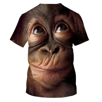 Orangután patrón 3D T-shirt de manga corta de los hombres de verano de la parte superior de la moda animal print 3DT de la camisa de los hombres de la tela cómoda XXS-6XL