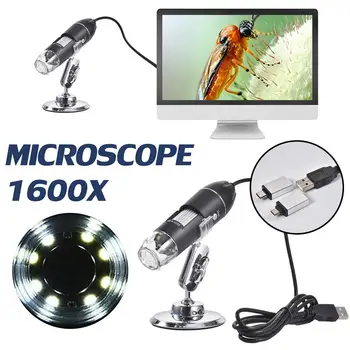 0-1600X Microscopio USB 3 En 1 de Microscopio Digital Portátil de Dos Adaptadores de Soporte de Windows Teléfonos Android Lupa