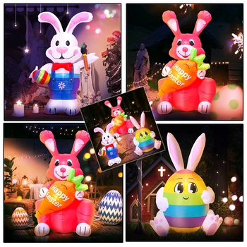 Regalo de pascua Inflable de Decoración para el Hogar al aire libre de Pascua Conejo Huevo Decoración de la Mascota de la Fiesta en el Jardín Decoración Adorno con Luz LED