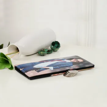 Mujeres hechas a Mano de bricolaje, regalos de cumpleaños de la imagen de diseño de impresión personalizada con foto personalizada del bolso de embrague monedero de las mujeres de color rosa larga cartera