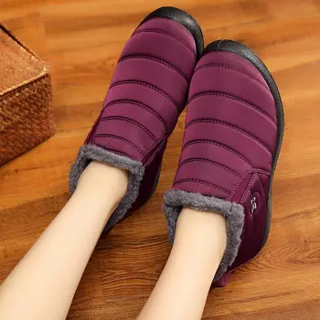 Botas de invierno de las mujeres 2021 de la Felpa de la Plantilla de Nieve Botas antideslizantes de la parte Inferior Impermeable de las Mujeres Zapatos de Mujer Mantener Caliente Zapatos de las Señoras de Más Tamaño