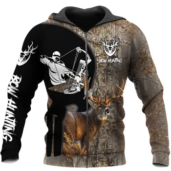 3d full impreso deer hunter animal sudadera con capucha para mujer/hombre de la moda de harajuku sudadera con capucha de cosplay chaqueta casual pullover A71