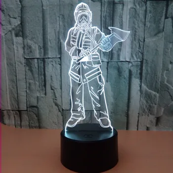Los bomberos 3D Noche de Luz de Acrílico USB Colorido Remoto Táctil Atmósfera de la Lámpara de luz de estado de Ánimo Tabla 3D Ilusión de la lámpara