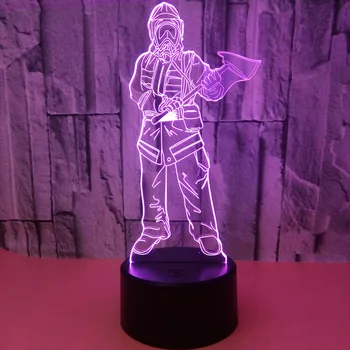Los bomberos 3D Noche de Luz de Acrílico USB Colorido Remoto Táctil Atmósfera de la Lámpara de luz de estado de Ánimo Tabla 3D Ilusión de la lámpara