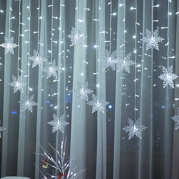 3.5 M de Navidad de la Cadena de Luces de Copos de nieve de Parpadeo del LED de la Lámpara Impermeable de la Fiesta de Adorno de la Puerta Cortina de la Ventana de Hadas de la Luz