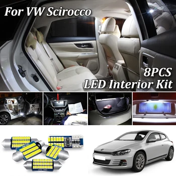 8Pcs Blanco Libre de Errores De de 2009 2010 2011 2013 2016 2017 VW Scirocco 3 3R Interior LED Mapa de la Cúpula del Tronco de la Luz