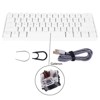 SK61 Mini Portátil de 60% Mecánico de Teclado Gateron Interruptores ópticos con Retroiluminación RGB Intercambiables en Caliente, Cable Teclado para Juegos para PC Mac
