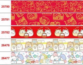 16mm-75mm Japón Serie de dibujos animados de la Fresa de la Torta Impreso de Grosgrain/Elástico Cinta Lindo DIY Regalo Bowknots 50yards/rollo