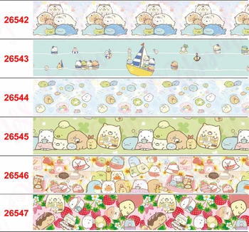 16mm-75mm Japón Serie de dibujos animados de la Fresa de la Torta Impreso de Grosgrain/Elástico Cinta Lindo DIY Regalo Bowknots 50yards/rollo