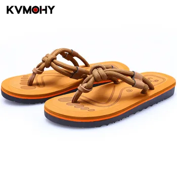 Zapatillas de los Hombres de Flip-flops de la Moda de Par de Playa, Zapatillas de Suela de EVA, Sandalias Impermeables Pantoufle Homme Black Kahaki 37-44