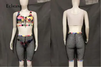 Echoine mujeres 3PCS Traje de baño de impresión vendaje bikini set cortos de Malla traje de baño push-up de trajes de baño sexy Hueco de ropa de Playa femme