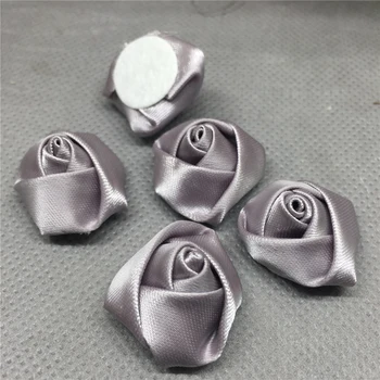 50pcs 25 mm Cinta de Raso Rosa Flor DIY Manualidades de Boda Apliques de color gris
