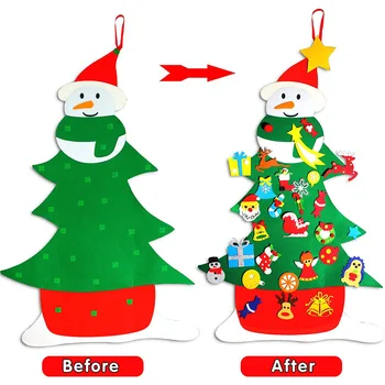 DIY Manualidades Juguetes de Fieltro el Árbol de Navidad, muñeco de Nieve con Adornos Falso Árbol de Navidad de Niños de Juguete de la Fiesta de Navidad de la Decoración del Nuevo Año 2021
