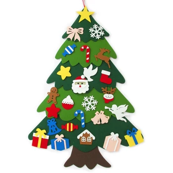 DIY Manualidades Juguetes de Fieltro el Árbol de Navidad, muñeco de Nieve con Adornos Falso Árbol de Navidad de Niños de Juguete de la Fiesta de Navidad de la Decoración del Nuevo Año 2021