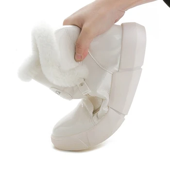2020 Invierno Plataforma De Botas De Mujer Zapatillas De Deporte Zapatos De Mujer Alta Cima De Calzado Casual De Cuña Botines Con Cremallera Blanco Cálido Botas Mujer Invierno