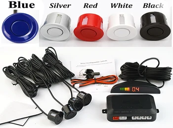 Aparcamiento Sensores Parktronics 4 Negro/plata/blanco/azul/rojo 22mm Reverso de la Copia de seguridad de los Radares de Sonido Zumbador de la Alarma audible
