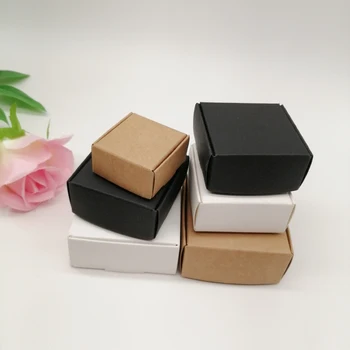 50pcs Negro/Blanco/Caja de Papel de Kraft para el Embalaje de los Aretes de Joyería Caja de Regalo Cajas de Cartón Diy Exhibición de la Joyería de Almacenamiento de la Caja de Embalaje