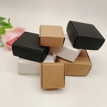 50pcs Negro/Blanco/Caja de Papel de Kraft para el Embalaje de los Aretes de Joyería Caja de Regalo Cajas de Cartón Diy Exhibición de la Joyería de Almacenamiento de la Caja de Embalaje