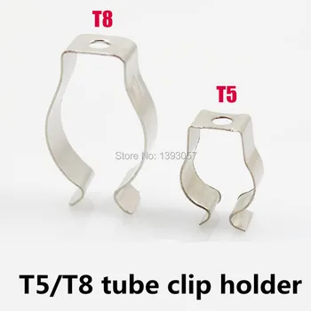 50pcs/lot del tubo de T5 LED del metal base titular T5 U clip de la lámpara Fluorescente de la base de clip titular T5 conector de base