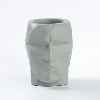 3D de Hormigón Bote Moldes Geométricos Rostro Humano de la Escultura de la Flor Olla de Silicona Moldes de Cemento hecho a Mano de Jardín Decorativo