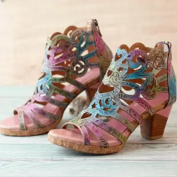 La Moda de las mujeres Sandalias de Verano de 2020 Dedo del pie Abierto de la Boda de la Bomba de Zapatos con cierre de Cremallera Damas Hueco Sandalias de Tacón Zapatos De Mujer