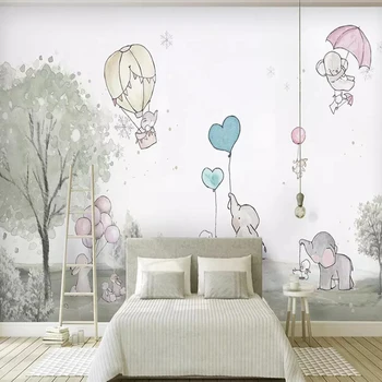 Milofi personalizados en 3D papel pintado mural lindo de la historieta del globo bear cub animal habitación de fondo decoración de la pared del fondo de pantalla