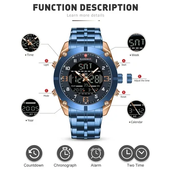 KADEMAN Hombres Reloj Superior de la Marca de Lujo de los Hombres del Deporte Relojes Militares Completo de Acero Impermeable de Cuarzo Reloj Digital Relogio Masculino