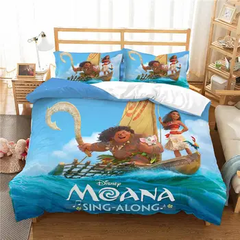 Disney Moana juego de Cama funda de Edredón funda de Almohada cama Individual Dormitorio King Size Decoración de dibujos animados de niño de Niñas, Niños Cama de Regalos