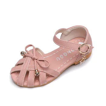 Sandalias Sandalias de Niñas Niños Zapatos de Verano 2021 Nueva Caliente Cut-outs de la Princesa Dulce Suave, Sandalias de Cuero Con Corbata de Moño 21-35